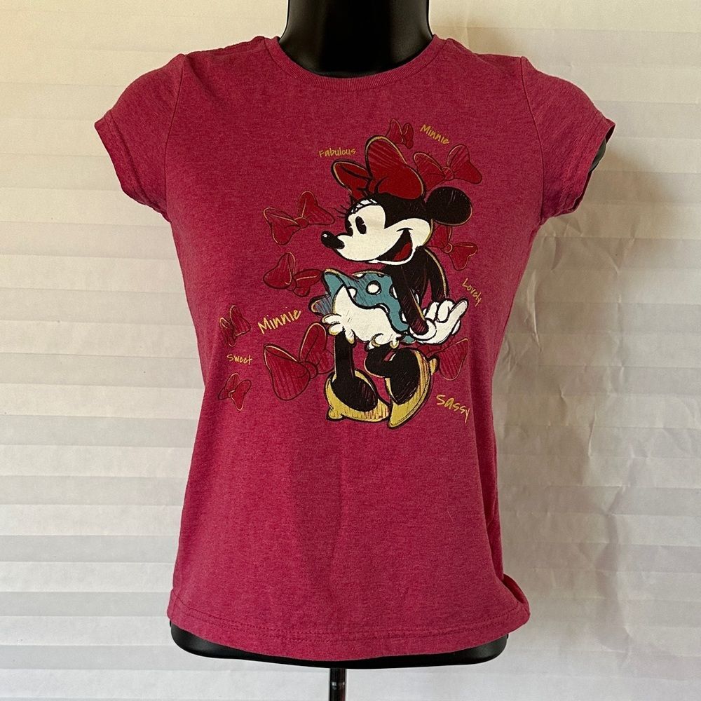 Disney Minnie Mouse Red Short Sleeve Graphic Tee Girls Size 7/8 Cute Classic
